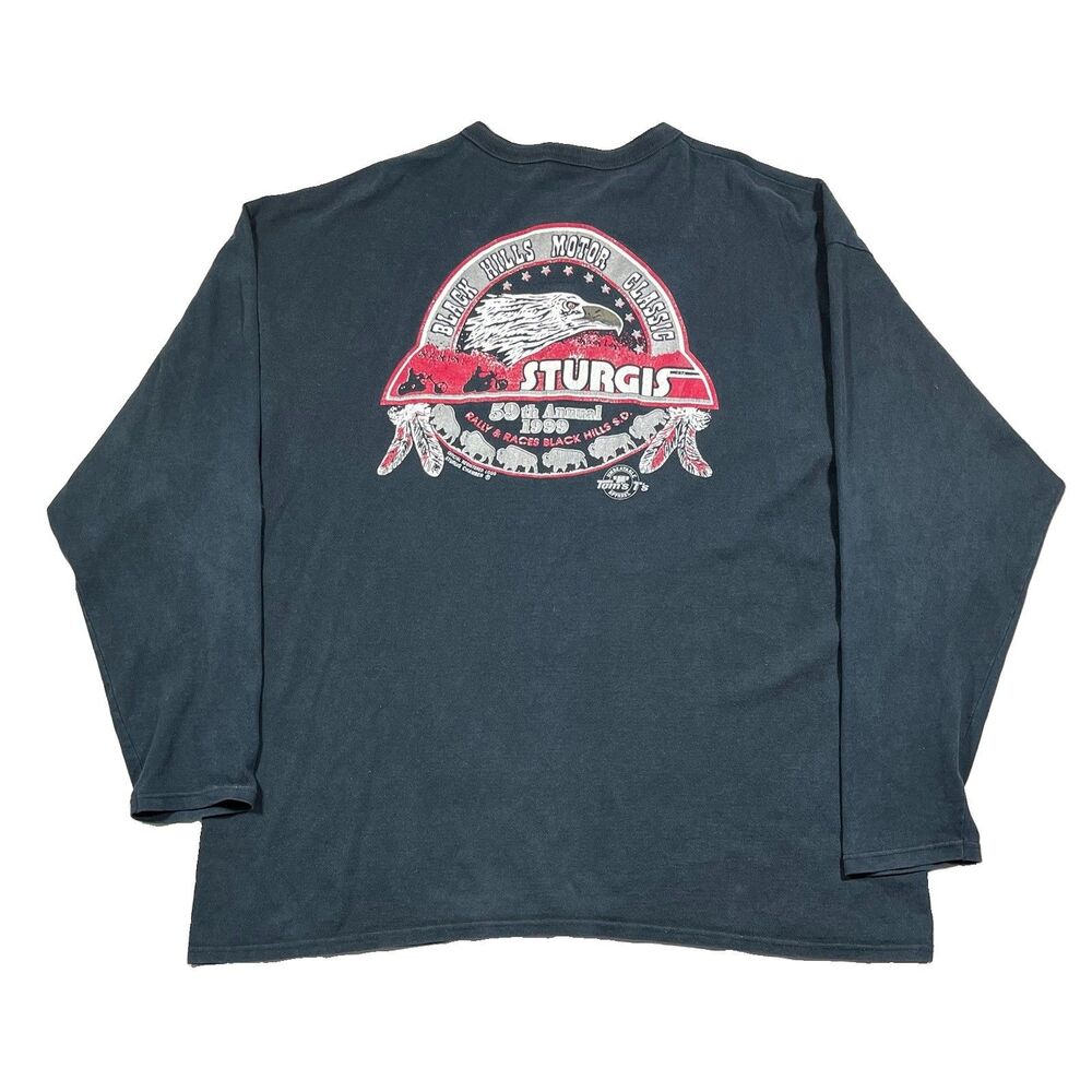 Vintage 1999 Sturgis 59th Motorcycle Rally Long Sleeve Henley Shirt 2XL